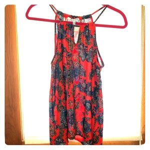 Orange floral pattern tank top